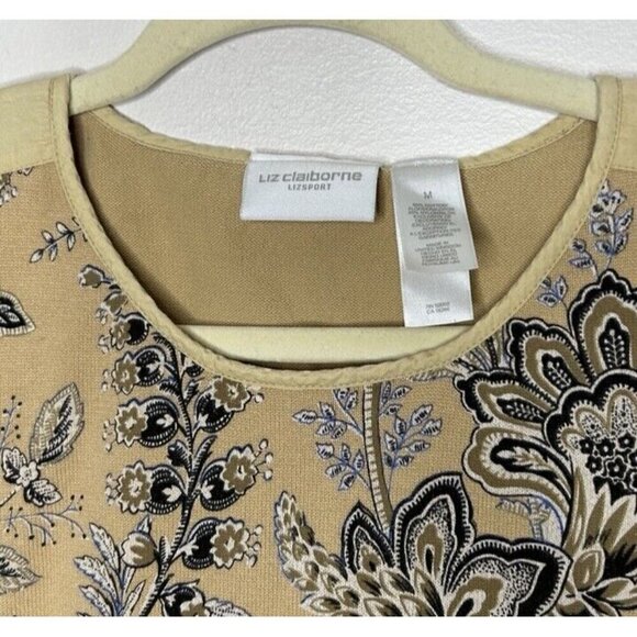 Liz Claiborne Liz Sport Brown Paisley Sleeveless Stretch Tank Top Size Medium - Picture 5 of 10